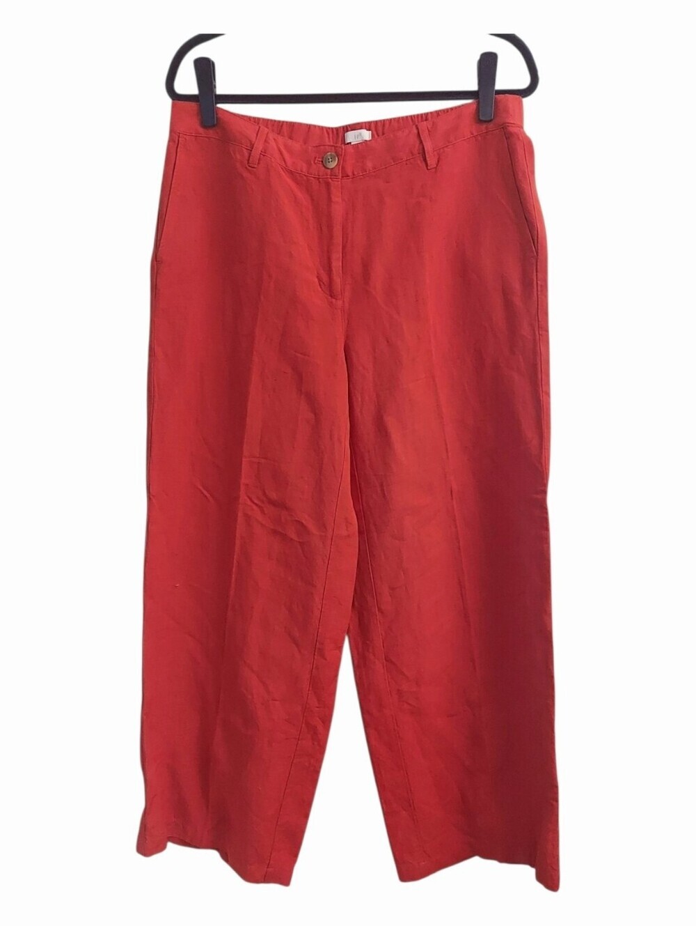 J JILL Womens Tomato Red Wide Leg Linen Pants 12 Tomato Girl Coastal Grandma
